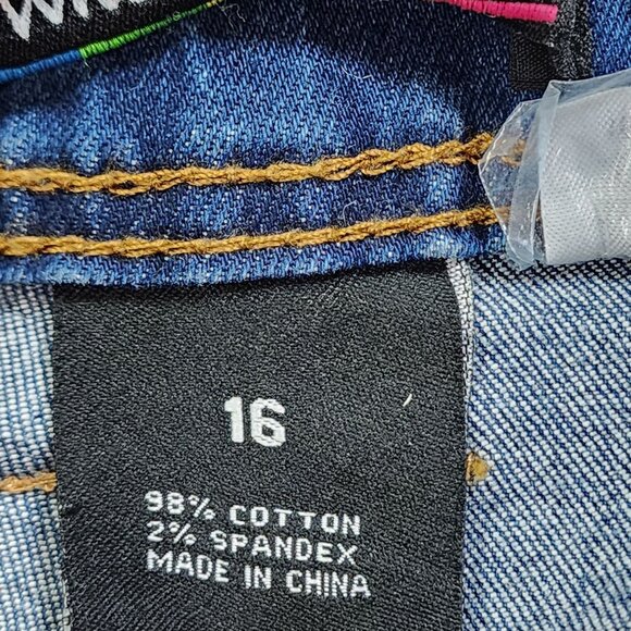 Switch Remarkable Girl Size 16 Blue Jeans Colorful Graffiti Art Denim NWOT - Picture 9 of 12